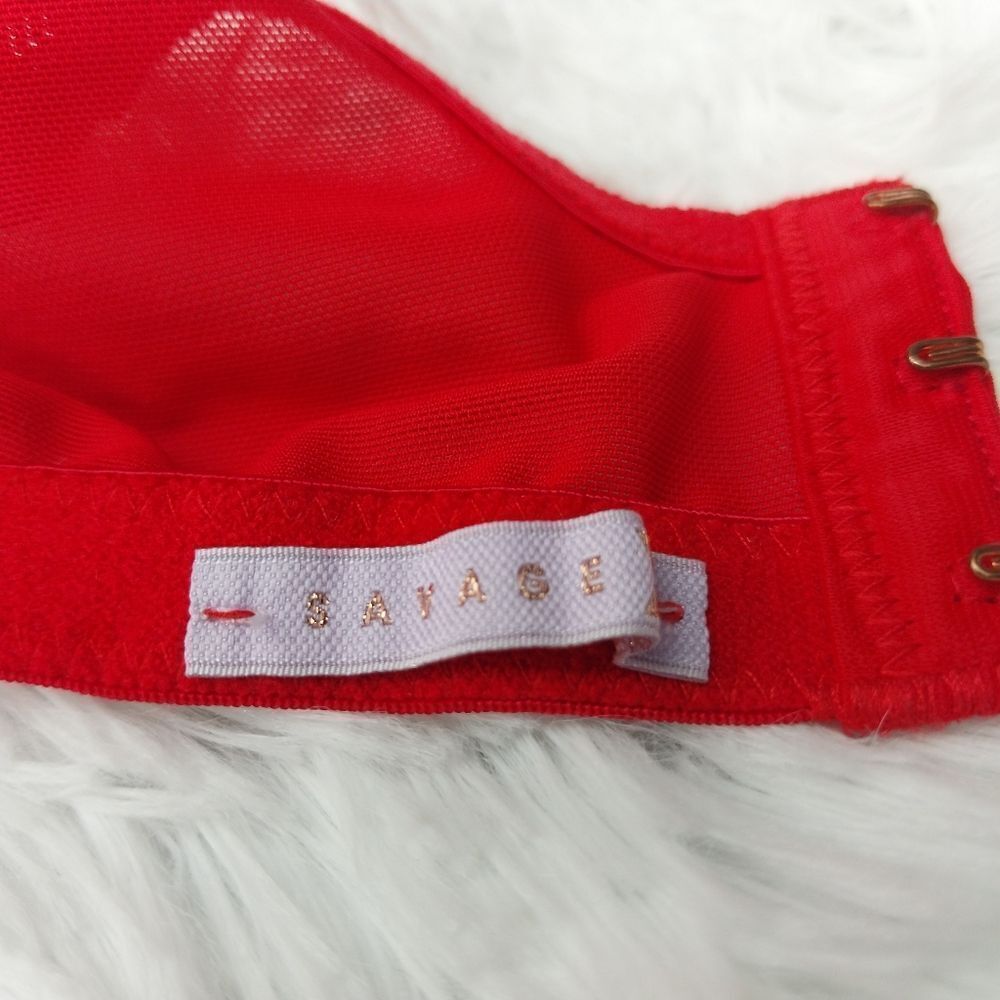 Savage X Fenty Red Heart Glossy Flossy Quarter Cup Bra Size 40DD - Picture 13 of 16
